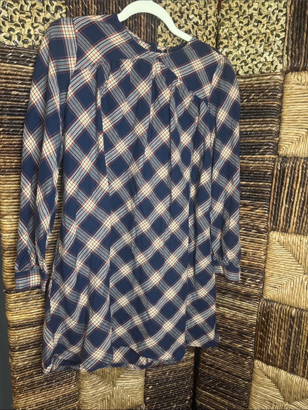 Superdry Navy Plaid Long-Sleeve Women’s Dress